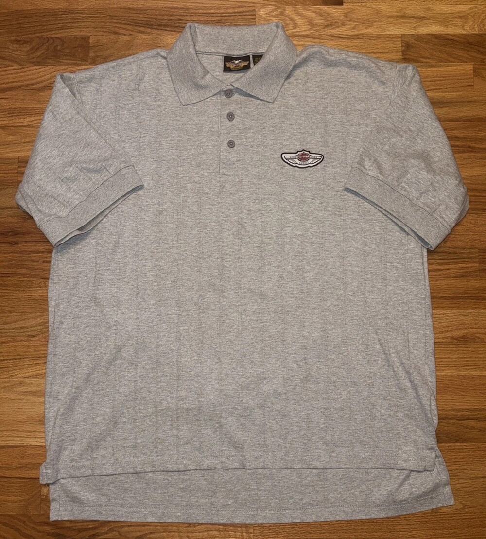 Vintage Harley Davidson Shirt Mens XXL Gray Polo Motorcycles 100 Year Patch 2XL